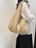 Cedar Eight Large Capacity Boat-Shaped Balloon Bag, Lightweight Canvas One-Shoulder Bag, A4 Compatible, Mother's Bag (White)