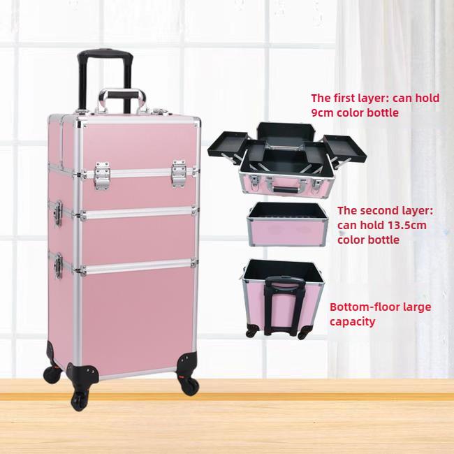 Large Capacity Cosmetic Case Trolley Portable Eyelash Nail Art and Tattoo Embroidery Toolbox Multi-layer Trolley Box