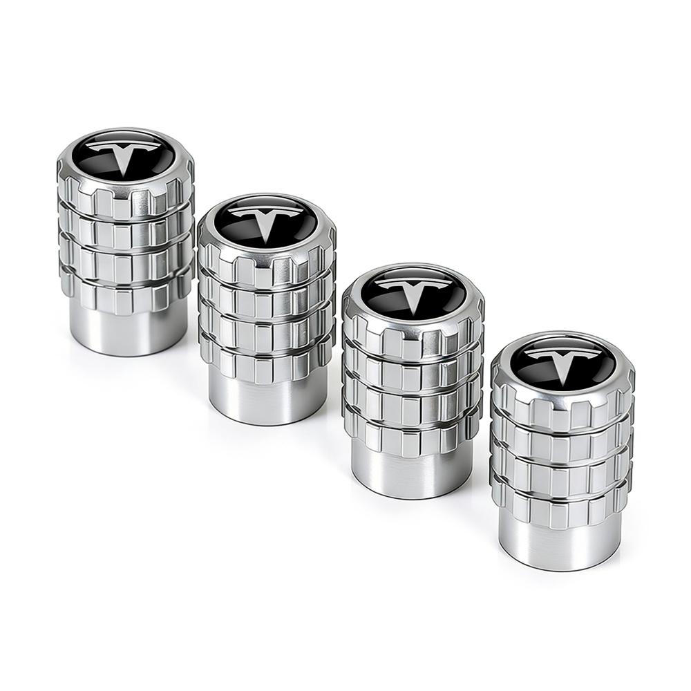

4pcs/set Aluminium Car Tire Valve Stems Caps Gear shaped Valve For Tesla Model 3 S X Y Roadster Coil Mod WYE Auto Accessories