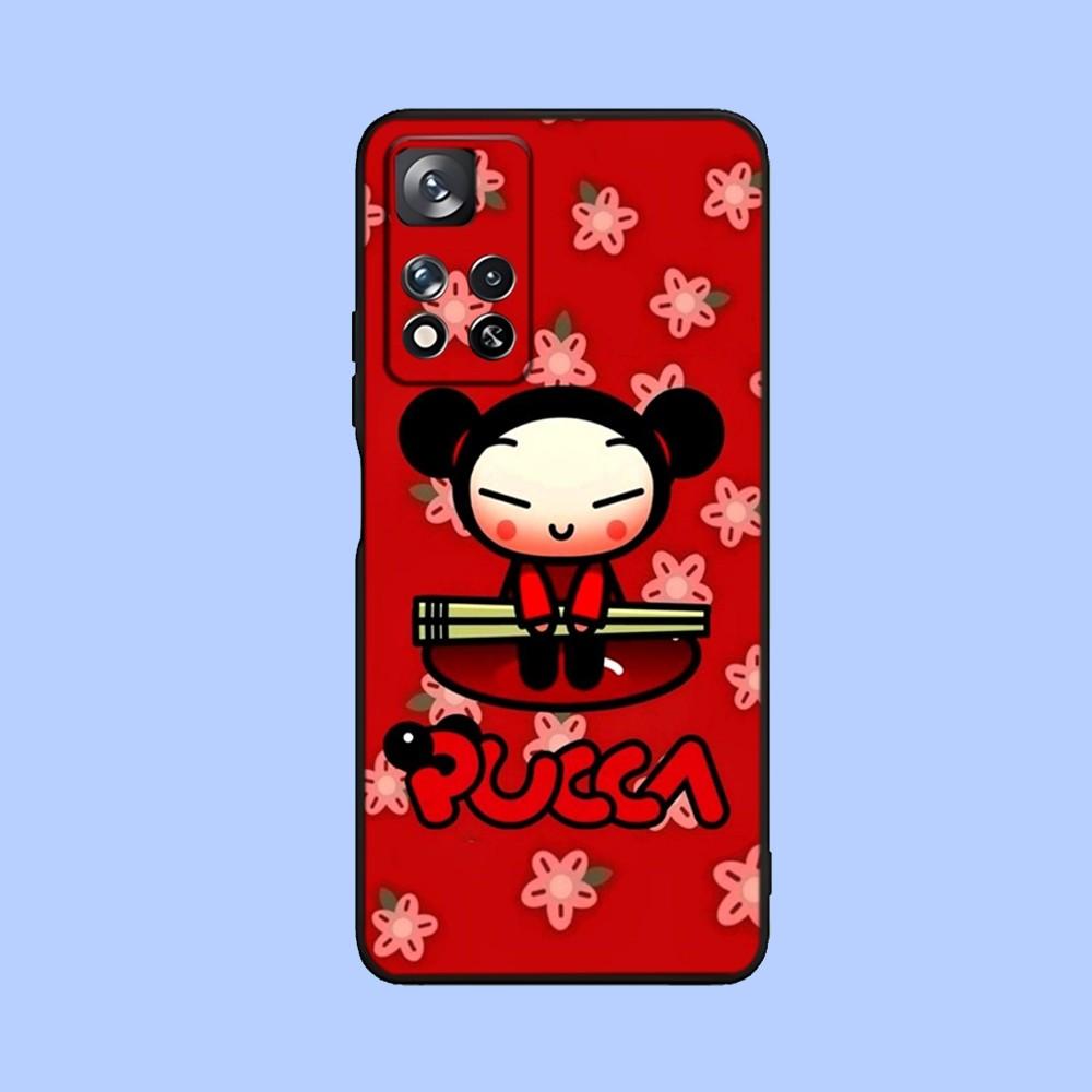 Cute Cartoon Pucca Garu Phone Case For Samsung Galaxy A13,A21s,A22,A31,A32,A52,A53,A71,A80,A91 Soft Black Cover