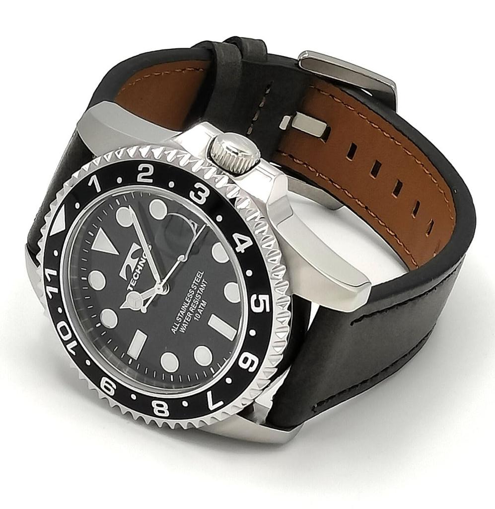 TECHNOS Technos Men's Watch Diver Watch Leather Strap Metal Strap Included Rotating Bezel Black TASM419SB-L