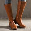 Fashion New Winter Women's Riding Boots 2024 Round Toe Chunky Heel Over-the-Knee High Boots Women's Buckle Platform Shoes Botas Mujer