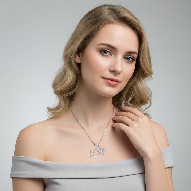 Barbie necklace [Original design] Letter Snowflake-D, cold temperament, high-end, niche and versatile, ins style, high-looking, romantic ZJYXL-HJ-039