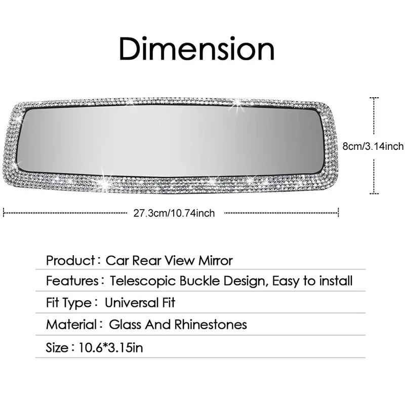 Car Interior Rearview Mirror Decor Rhinestone Crystal Diamond Ornament Rear View Mirror Cover Bling Car Accessories for Women