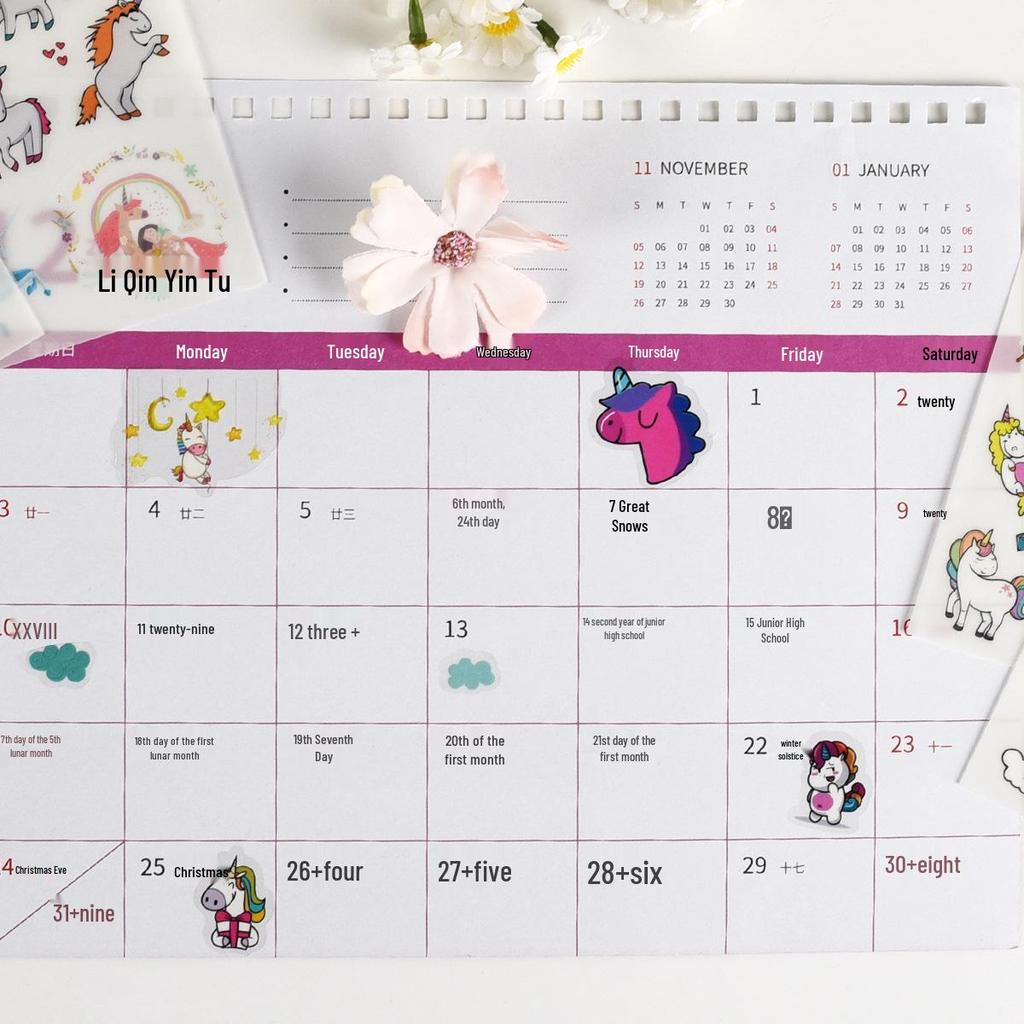 Unicorn Cartoon Stickers for Kids' DIY Creative Diary and Planner Decoration