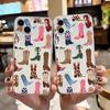 Creative Cow Boot Pattern Transparent Fine-Hole Phone Case, Suitable for iPhone 17, 16, 15, Plus, Pro, Max Series Phones—Can Be Used As a Gift
