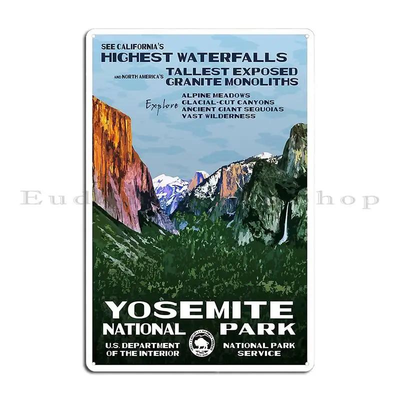 Yosemite Vintage Travel Poster Metal Sign Home Club Custom Painting Wall Cave Tin Sign Poster 20x30cm(7.8x11.8inch)