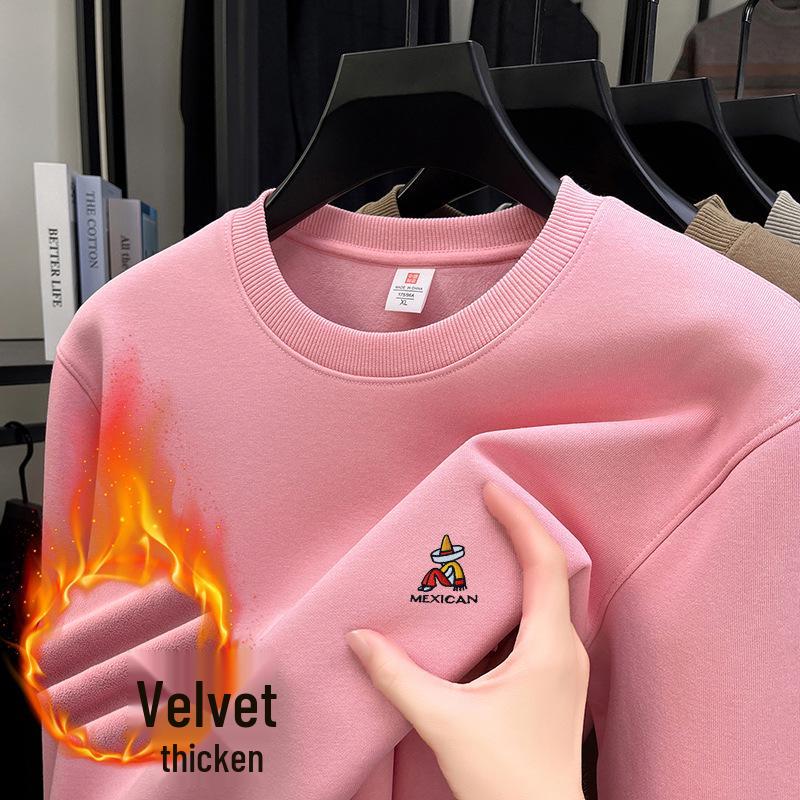 Herren-Sweatshirt mit Rundhalsausschnitt und Fleece-Futter – Warm, Locker und Vielseitig für Frühling, Herbst und Winter.