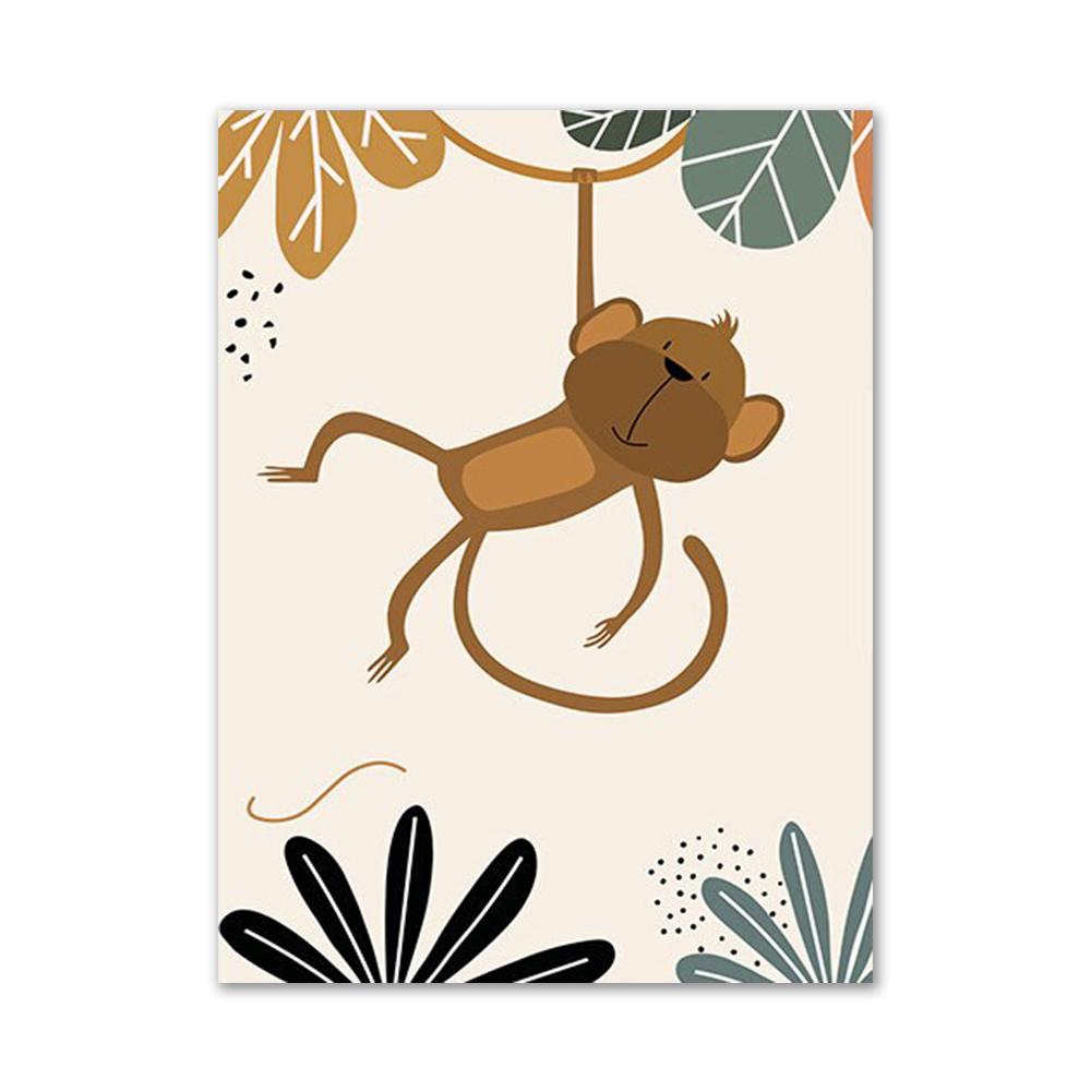 

Настенные художественные принты для детской комнаты, мультяшные животные, джунгли, лев, жираф, зебра, холст, декоративная картина для детской спальни, игровая комната, искусство 21x30cm No Frame