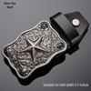 Tiger Head Alloy Western Cowboy Leather Belt with Smooth Buckle