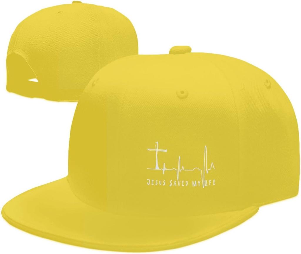 Jesus Saved My Life Cross Heartbeat Snapback Cap Christian Baseball Hat Casual Adjustable