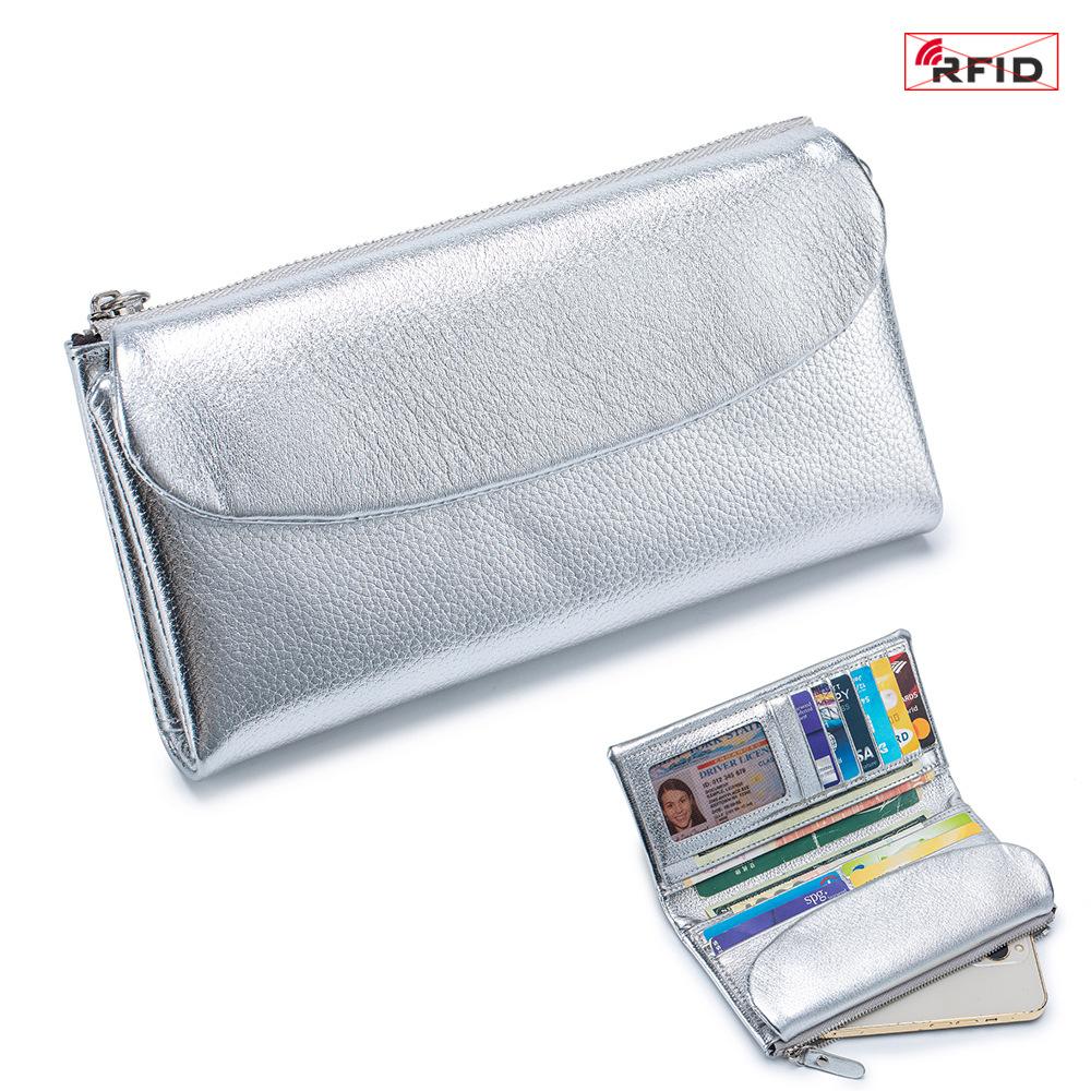 New high-end texture first-layer cowhide clutch bag wallet, female soft temperament wallet can be placed on mobile phones