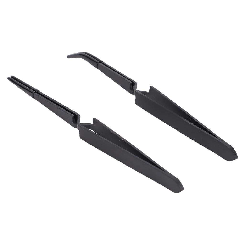 2 Stück Umgekehrte Pinzetten Schwarz Edelstahl Silikon Bastelpinzetten für professionelle Nageltechniker und den persönlichen Heimgebrauch