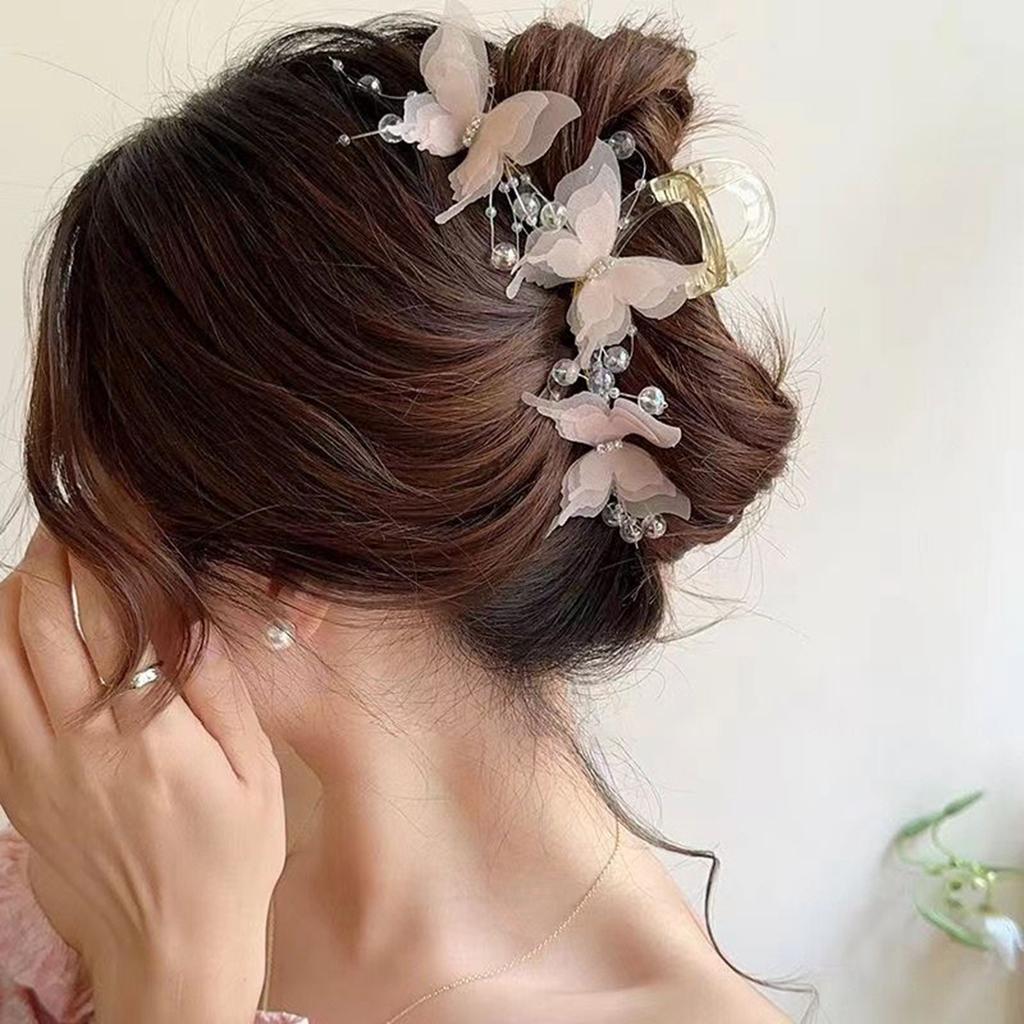 Aesthetic Mesh Butterfly Hair Claw Clip Acrylic Hair Shaping Jaw Clip Strong Secure Claw Clip Hair Styling Accessories