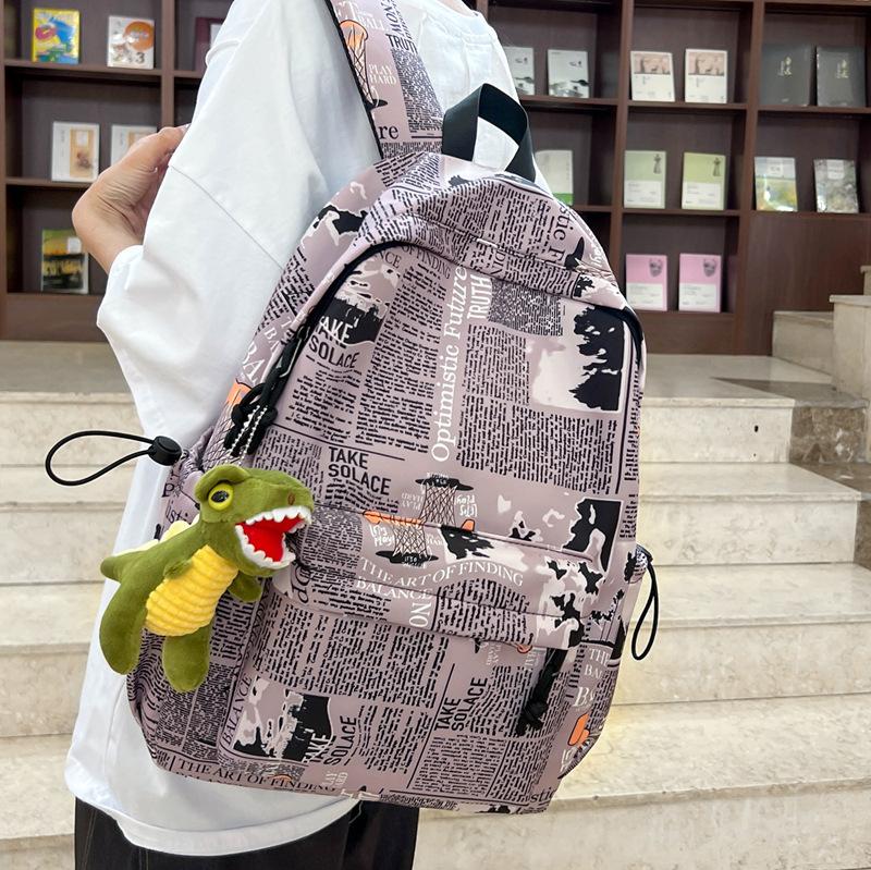 Autumn nylon backpack 2025 new Korean version fashion graffiti backpack large capacity high school student schoolbag tide