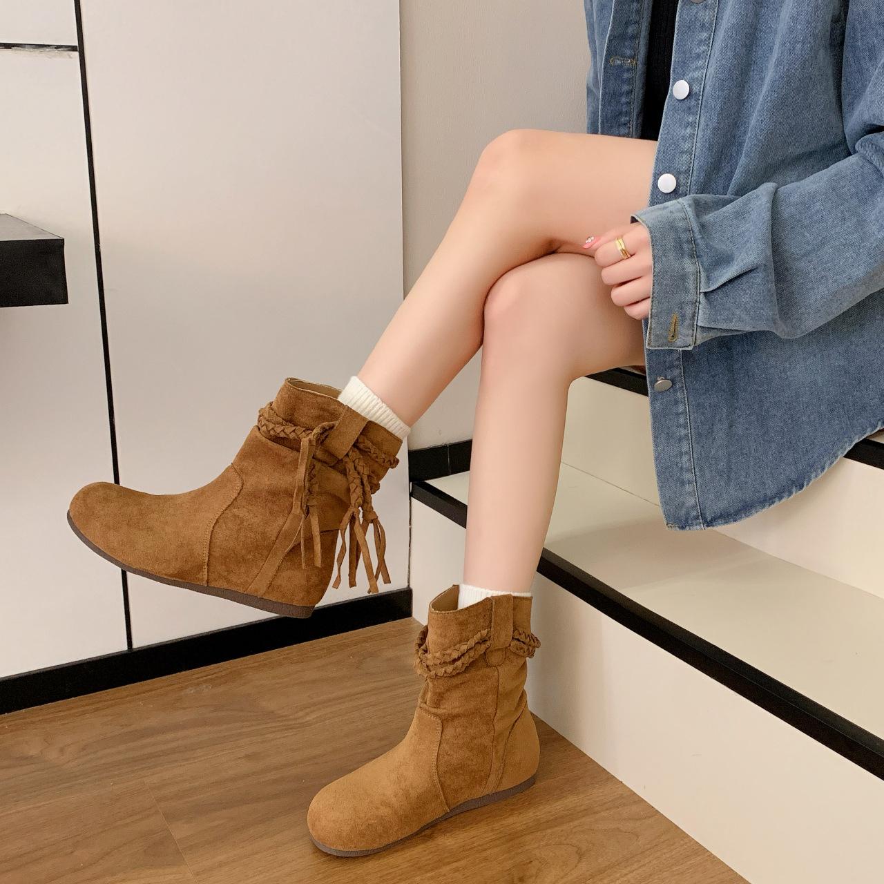 

Retro Versatile Pile Boots Short Boots Women s 2025 Autumn and Winter New Simple Commuter Fashion Martin Boots Fashion Boots Tide 40 верблюд