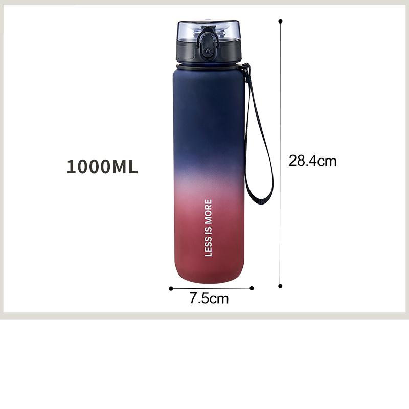 Sportwasserflasche mit großer Kapazität, auslaufsicher, Farbverlauf, Kunststoffbecher, zum Trinken im Freien, für Reisen, tragbar, für Fitnessstudio, Fitness, Krüge