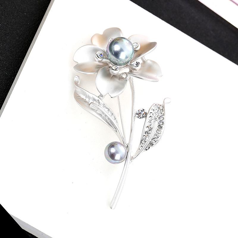 Korean Style Sunflower Pearl Brooch - Retro Fashion Rhinestone Pin Accessory