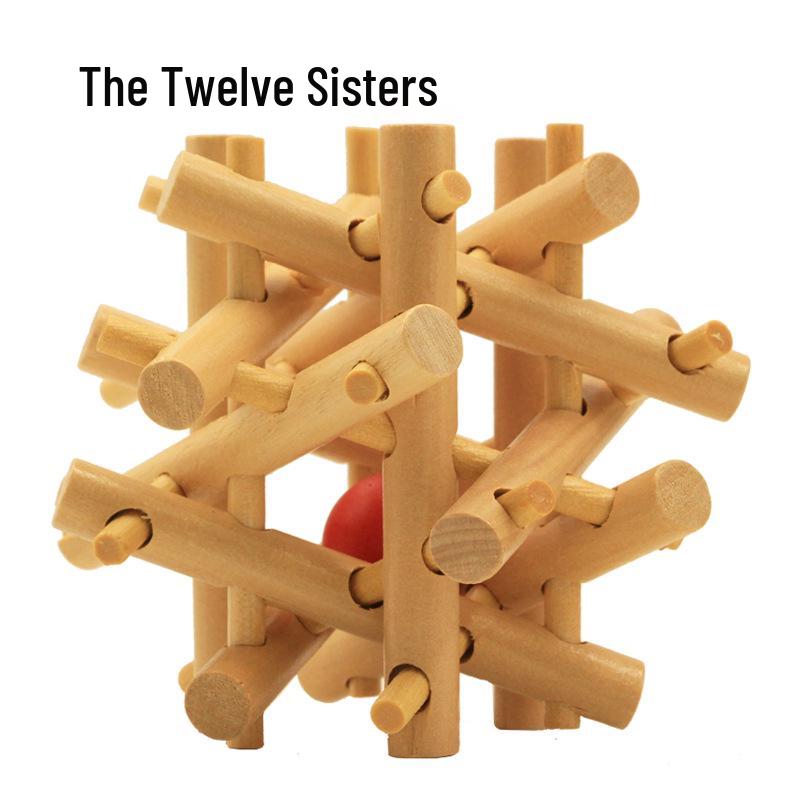 100-Piece Kongming Lock Wooden Puzzle Set for Kids and Adults