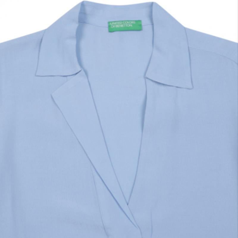 Benetton Unbalanced V Neck Blouse 3s 53a0dq02k