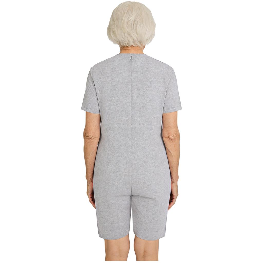 Mono Adaptable Antidesgarro Unisex Cuello Redondo Manga Corta Parte Inferior Corta Cremallera Trasera Mono de una Pieza