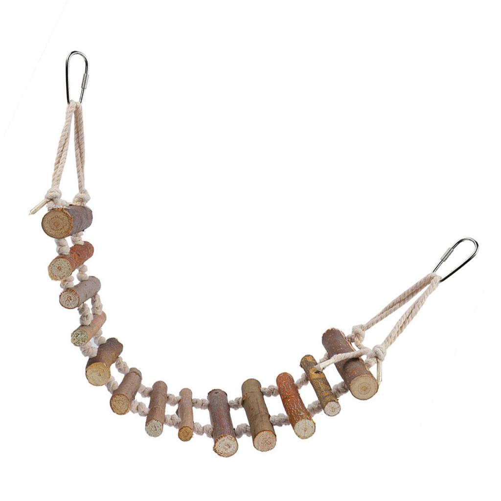 Parrot Natural Rope Wood Ladder Swing Toy Hanging Climbing Bridge Bird Pet Chewing Toys for Parrots Hamster