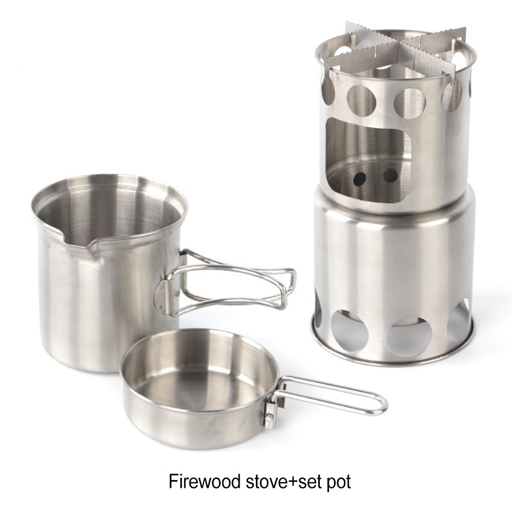 Windproof Stove Pot Set For Easy Operation And Durability High Temperature Resistant Stainless Steel