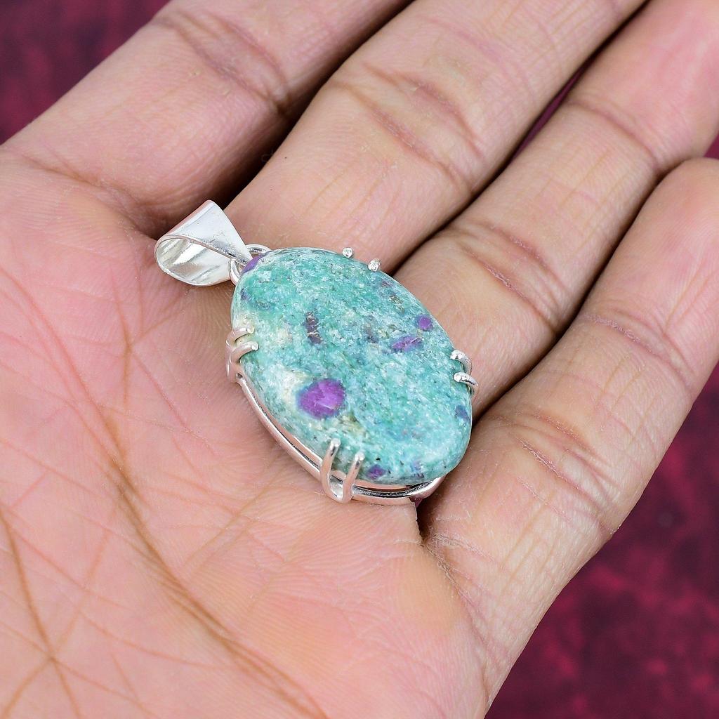 Ruby In Fuchsite 925 Solid Sterling Silver Pendant, Handmade Gemstone Pendant Jewelry, Gifts For Wife Brand New Pendant