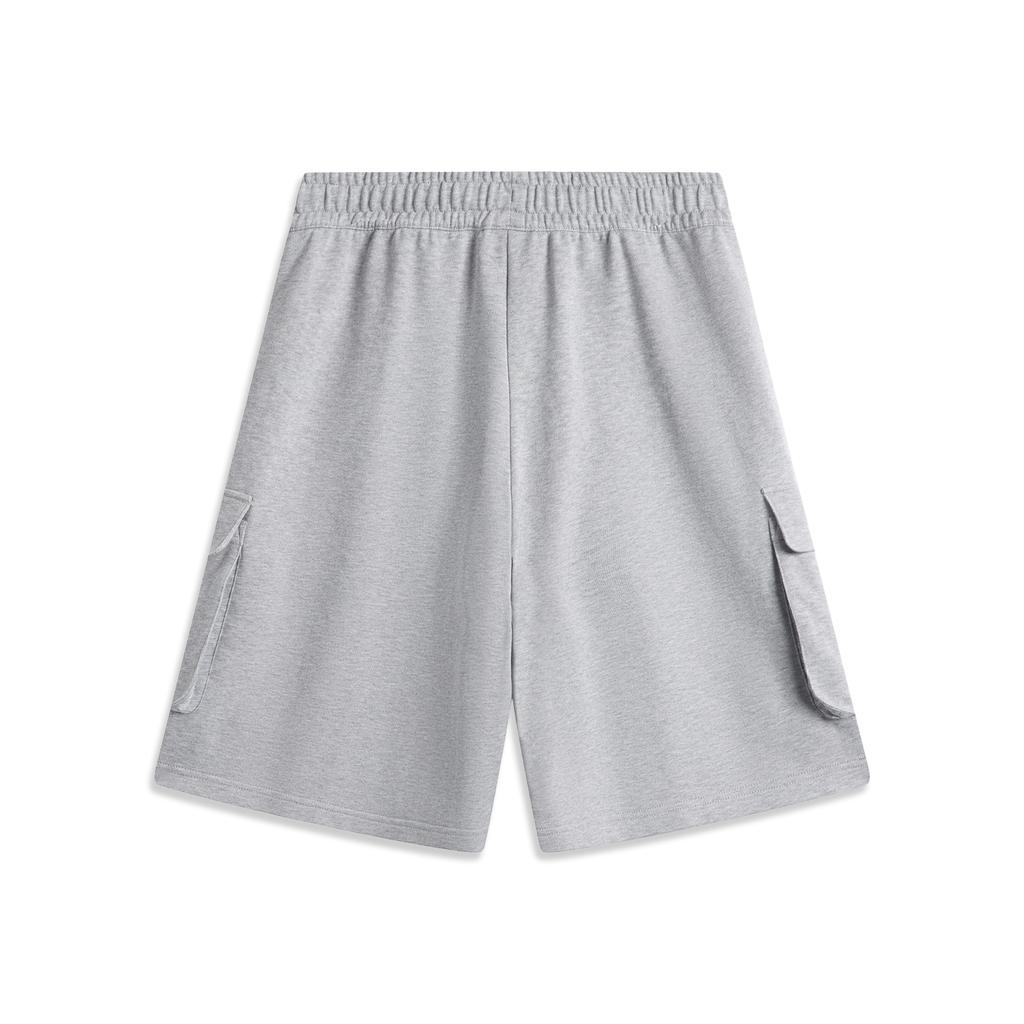 Li Ning Sports Lifestyle Series Solid Color Mid Waist Comfortable Breathable Versatile Straight Leg Casual Shorts Men shorts Gray AKSV307-1