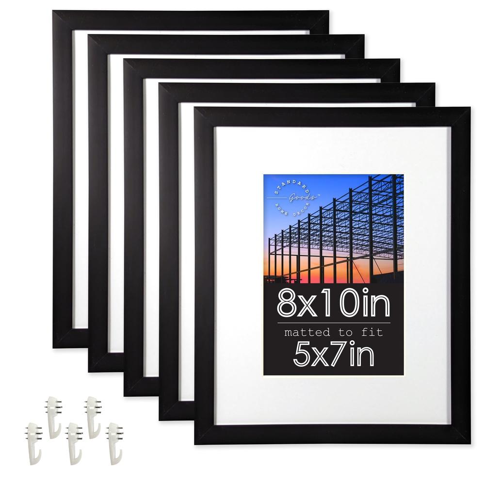 8x10 Black Picture Frames 5-Pack Matted 5x7 Tabletop Wall Display Gallery Framing Durable Shatter Resistance Home Decor