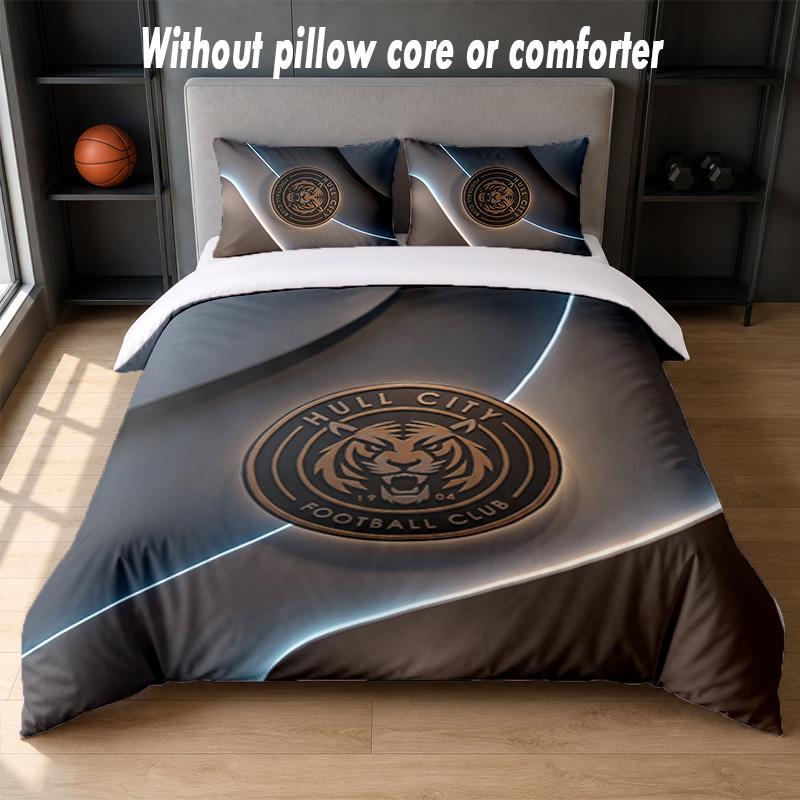 Hull City Fußball Design Bett Bettwäsche Set 1 Bettbezug + 2 Kissenbezüge Weich Atmungsaktiv Haushalt Bettwäsche