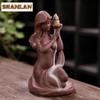 Purple Sand Mermaid Backflow Incense Holder Incense Smoke Waterfall Incense Burners Meditation Censer Tea Ceremony Decoration