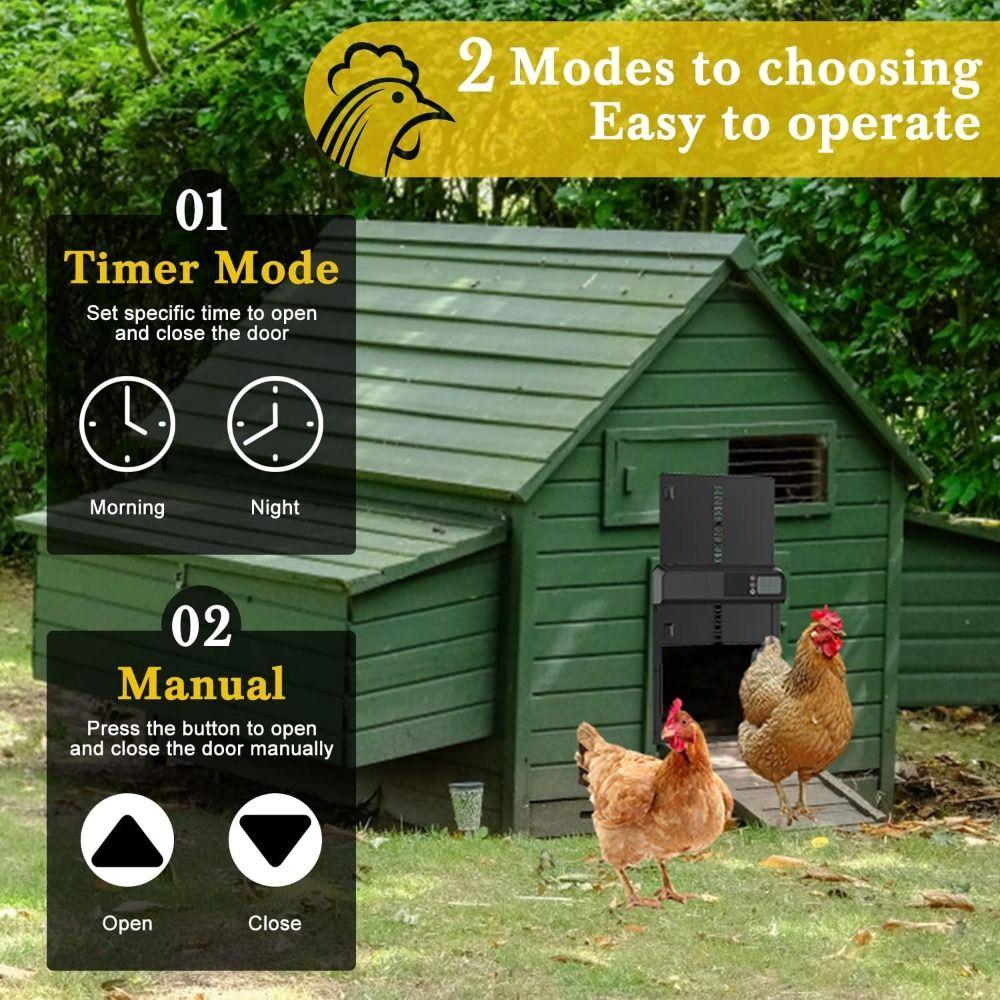 Automatic Electric Chicken Gate Timer Control Pet Flap Accessories Auto Chicken Door Opener  House
