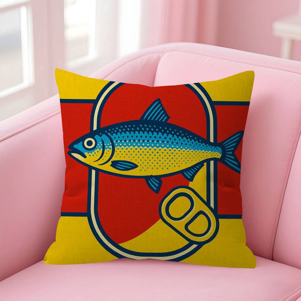 Anime Sardines Art  Pillow Cushion Cover Pillowcase Living Room Sofa Home Decor Customized