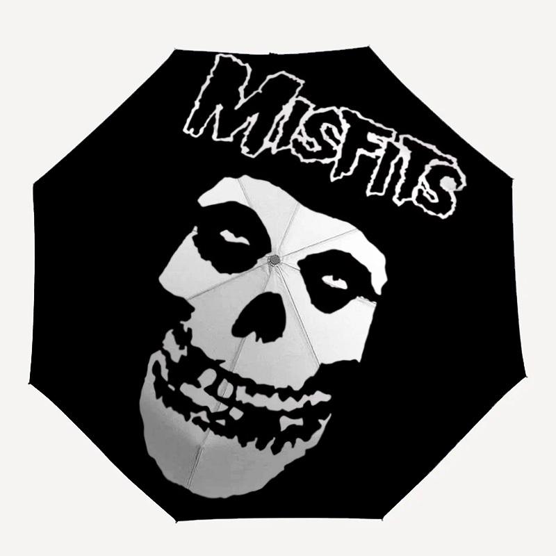 

1PC Misfits Pattern Auto Folding Umbrella, Portable Collapsible Design, Casual Outdoor Accessory, For All Seasons, Christmas Birthday Festival Gift yy