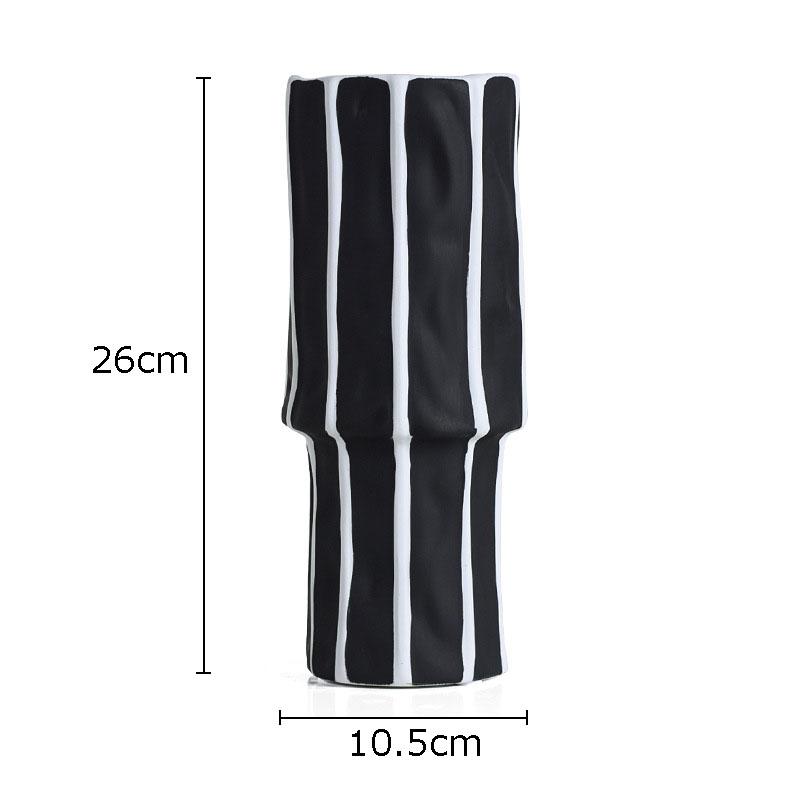 Black and White Stripe Ceramic Vase Flower Pots Decorative Flower Arrangement Desk Decoration Ornaments Crafts Floral Vases