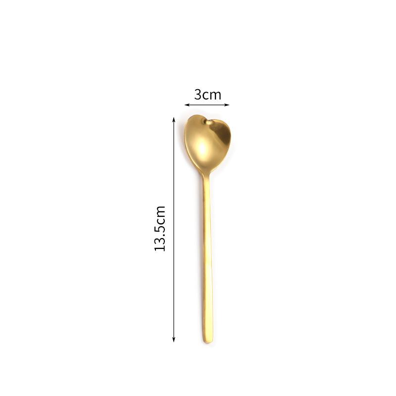 Stainless Steel Heart-Shaped Head Spoons Creative Home Tableware Teaspoon Coffee Ice Cream Honey Mixing Spoon Kitchen Dinnerware