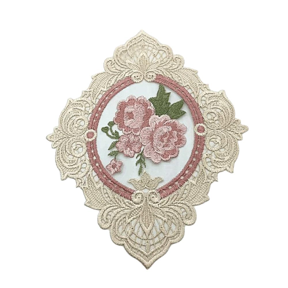 Ovaler Vintage-Spitzen-Stickerei-Untersetzer, Hitzeschutz, Foto-Requisiten, Tischdecke, Europäischer Stil, Kaffee-Getränke-Pad für Heimdekoration