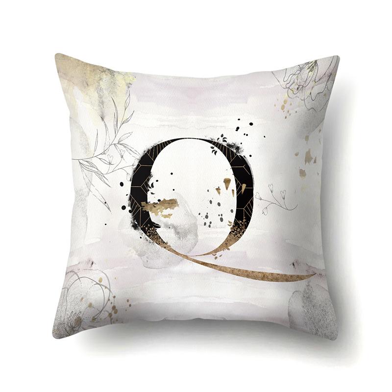 Polyester Pillow Case Car Ink and Ancient Style Home 26 English Letters Printed Sofa Pillow Case