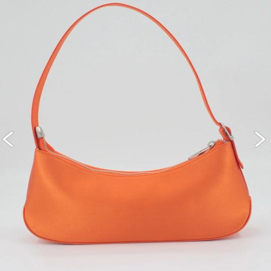 Damen Baguette-Tasche aus Satin in orange