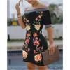 Women Clothing Off-shoulder Print Slim Fit Sexy Maxi Dress