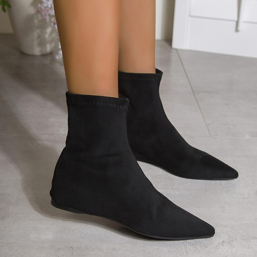 Pointed Short Boots Women's Autumn and Winter 2025 New Boots Fleece Women's Boots Niche Thin Boots Design Inner Height Heel Boots