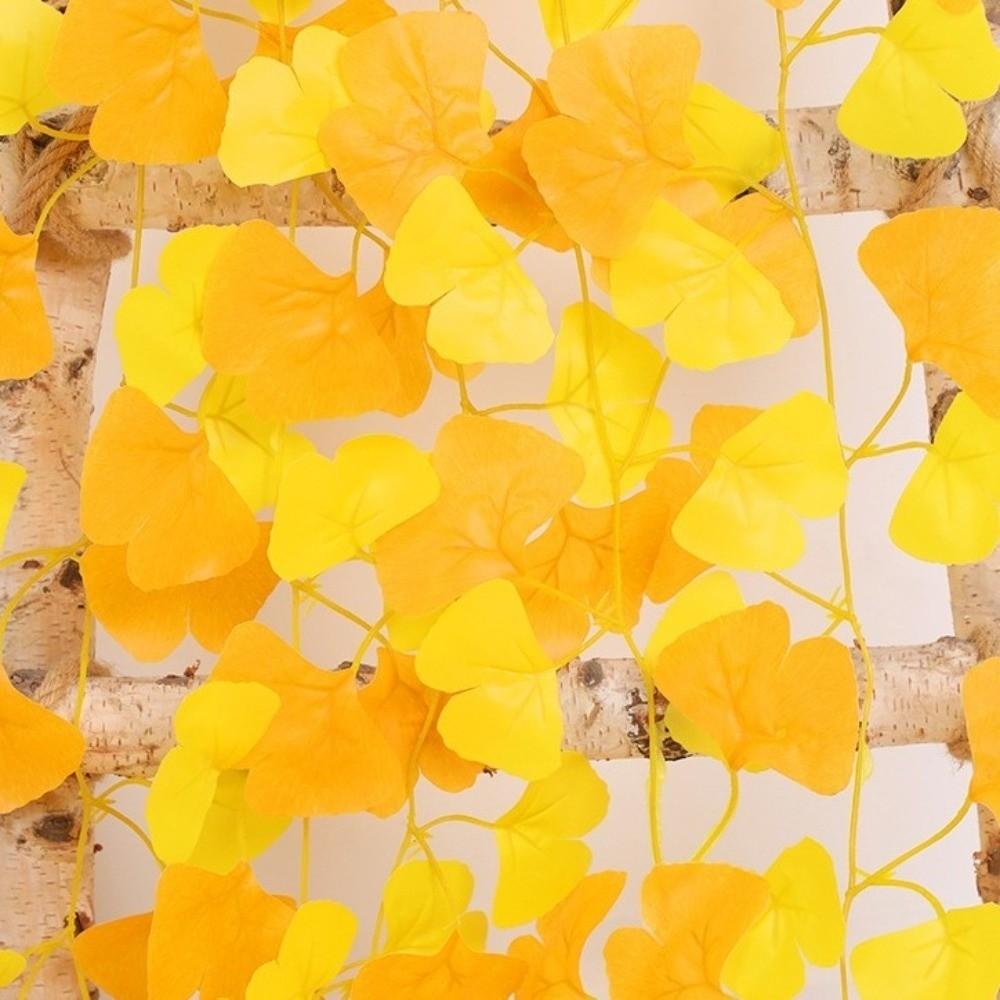 Handmade Artificial Ginkgo Leaves Vine Waterproof Realistic Autumn Ginkgo Leaves Lifelike Hanging Leaf Garland Table Centerpiece