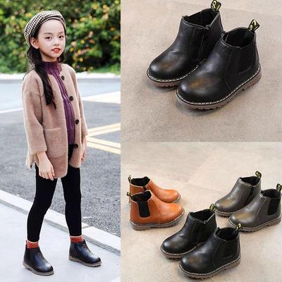 Martin-Stiefel für Kinder: 2025 Herbst/Winter, Schwarze Kurzstiefel im koreanischen Stil für Mädchen und Jungen, Britischer Stil, Weiche Sohle.