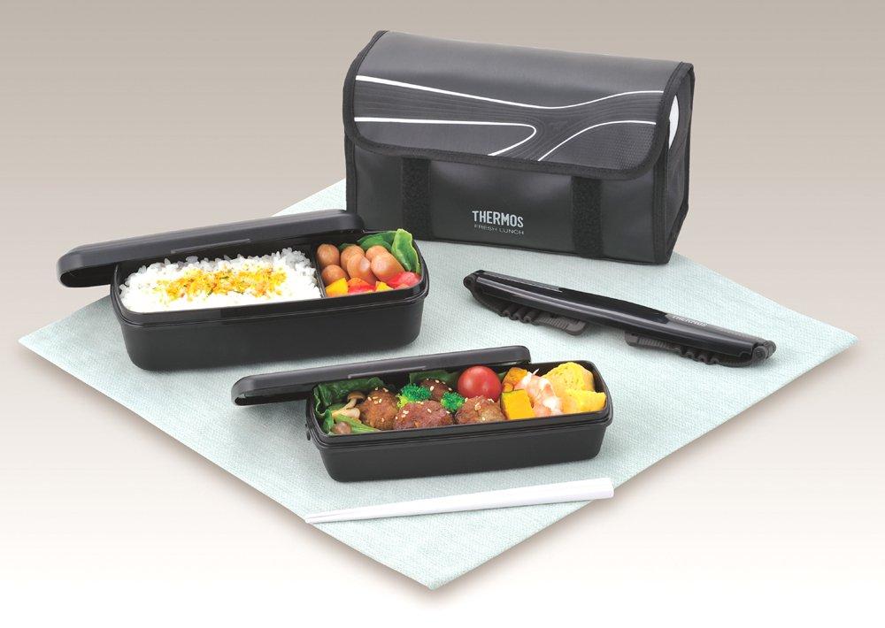 THERMOS Fresh Lunch Matte MTB Box, 2-Tier, 900ml, Black, DJB-902W,