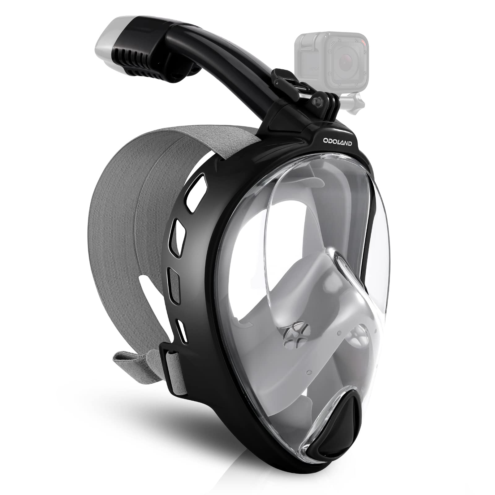 

Odoland Снорклинг Маска для дайвинга на все лицо 180 градусов Сверхширокий угол обзора GoPro Легко надевать и снимать Подводная ударопрочная Дайвинг Унисекс Для и начинающих Маска, Маска, чёрный