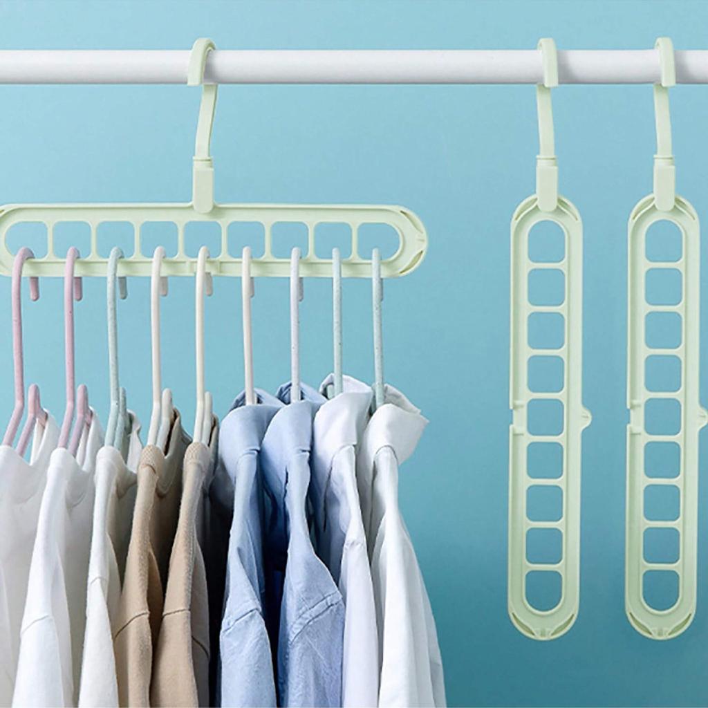 1pc - Nine hole multifunctional magic folding clothes hanger, convenient storage and space saving storage cabinet