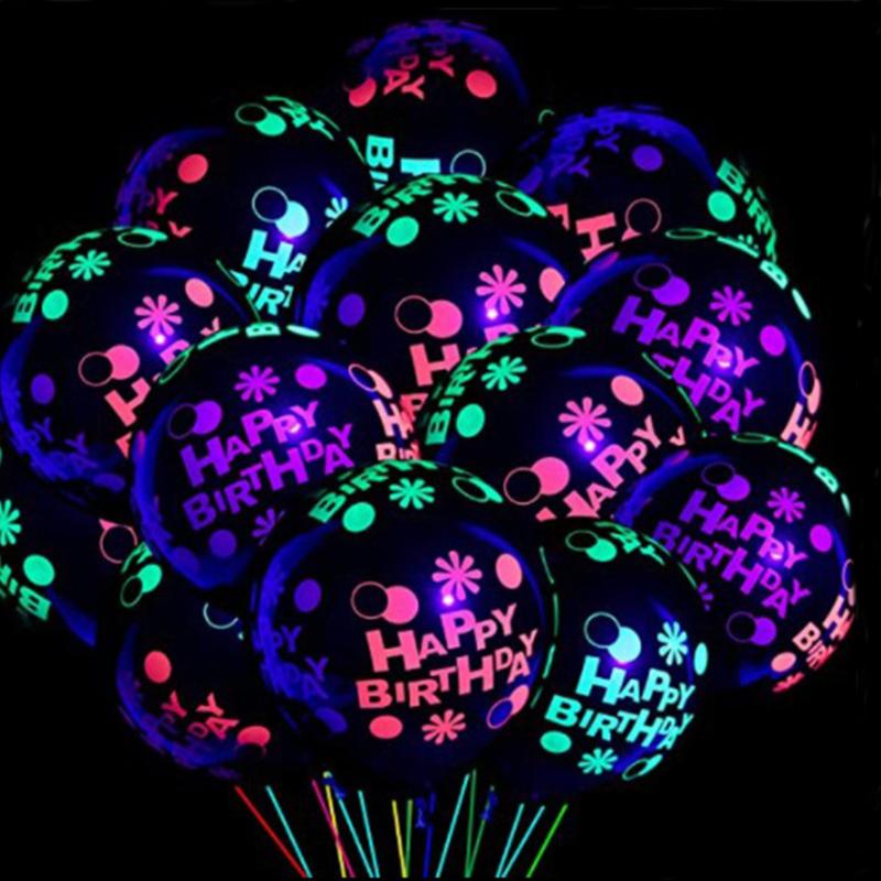

12 Inch Transparent Five Sided Printing Balloon Transparent Luminous Full Flower Luminous Ball Fluorescent Ultraviolet Color 12inch 10 pcs