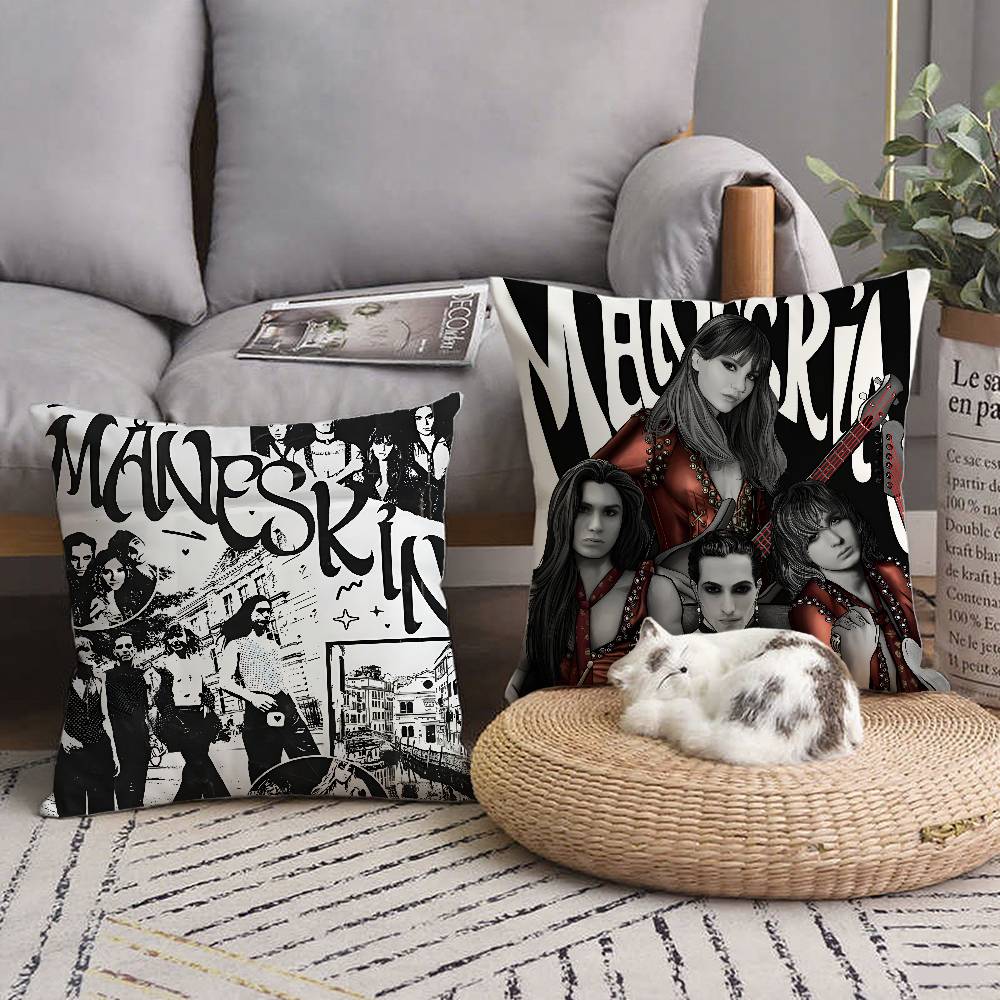 Maneskin Damiano David Vintage Pillow Case Square Pillow Bedroom Sofa Leisure Comfort Cushion Car Living Room Home Decoration