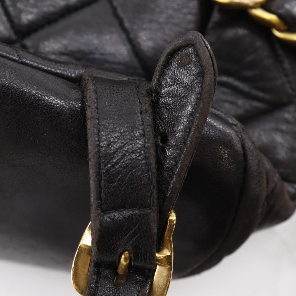 Chanel Matelasse Backpack Daypack A10177 ChainBackpack COCO Mark Black Lambskin Women Used